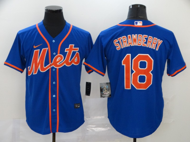 Men New York Mets #18 Strawberry Blue Nike Game MLB Jerseys->new york yankees->MLB Jersey